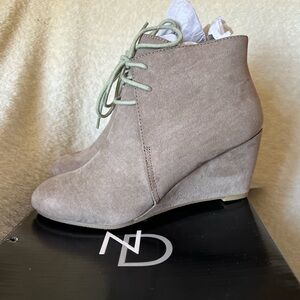 New Directions Taupe Wedge Ankle Boots